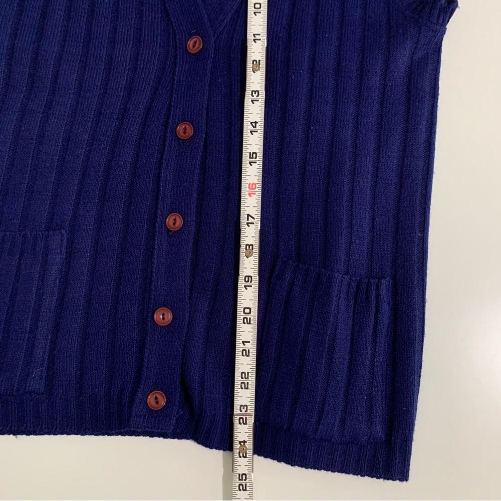 Vintage Montgomery Wards Navy Blue Sleeveless Cable Knit Sweater Vest Medium - Picture 7 of 11